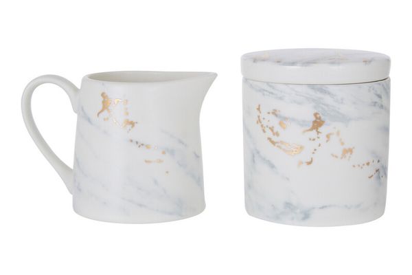 Marble Luxe Sugar Pot And Creamer - Assorted