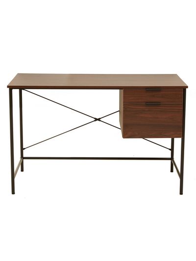 Bradbury Dark Walnut Veneer Desk With Drawers - Brown