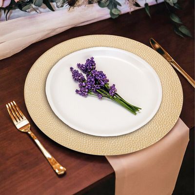 Dia Gold Finish Pebble Effect Charger Plate - Gold