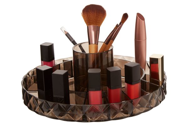 Beauty Revolving Round Black Cosmetic Organiser - Black - Thumbnail 2