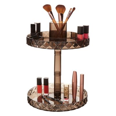 Beauty Two Tier Revolving Black Cosmetic Organiser - Black