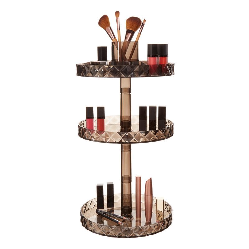 Beauty Three Tier Revolving Black Cosmetic Organiser - Image 1