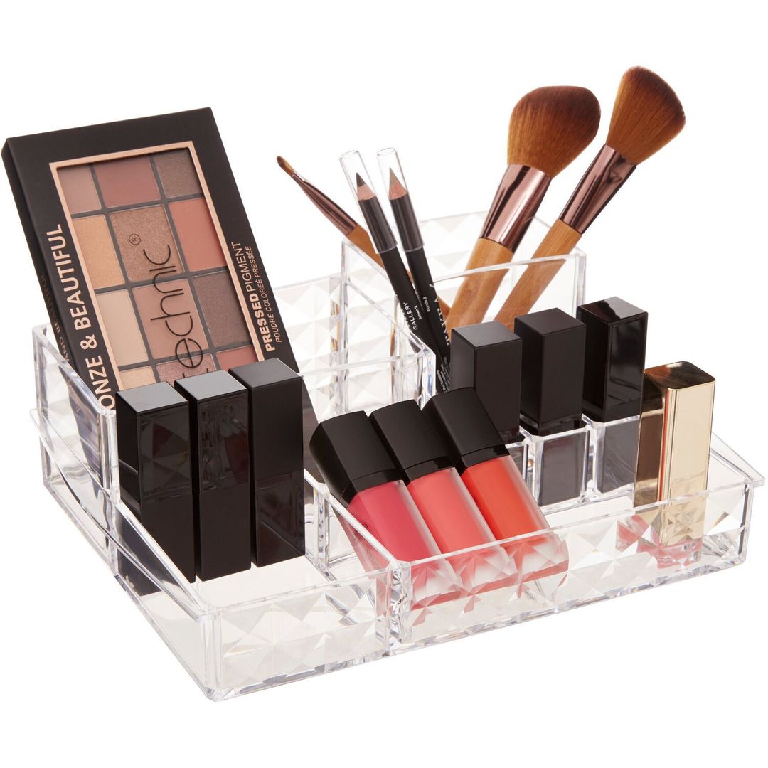 Beauty Cosmetic Organiser With 11 Compartments - Clear - Image 1
