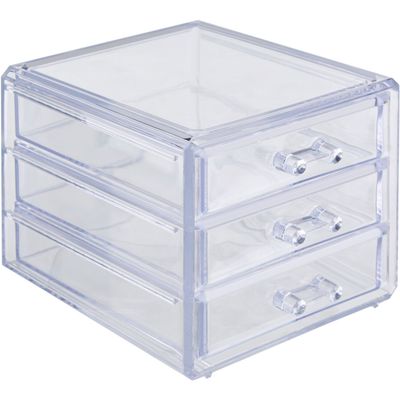 Beauty Cosmetic Organiser with 3 Drawers - Clear
