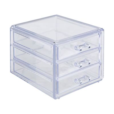 Beauty Cosmetic Organiser with 3 Drawers - Clear - Thumbnail 2