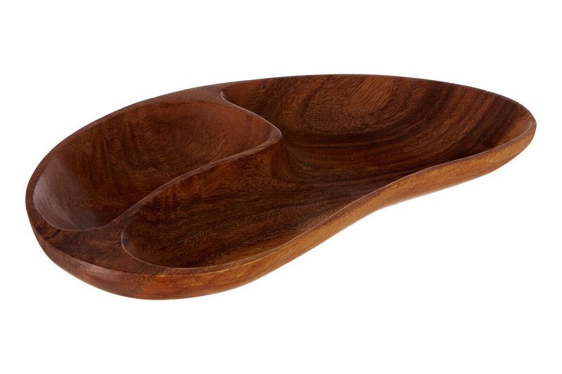 Kora Acacia Two Section Bean Shaped Dish - Natural - Image 1