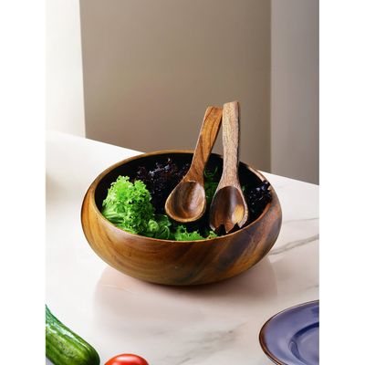 Kora Acacia Large Round Salad Bowl - Natural
