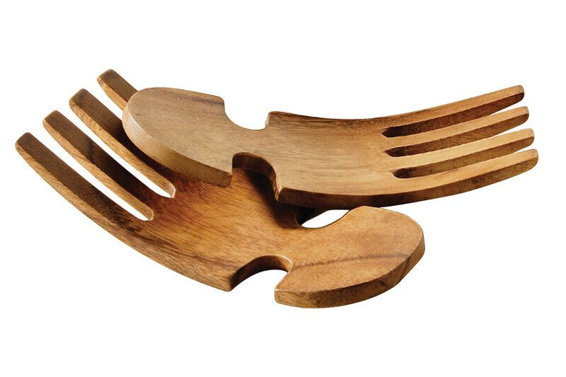 Kora Acacia Salad Hand Servers - Brown - Image 1
