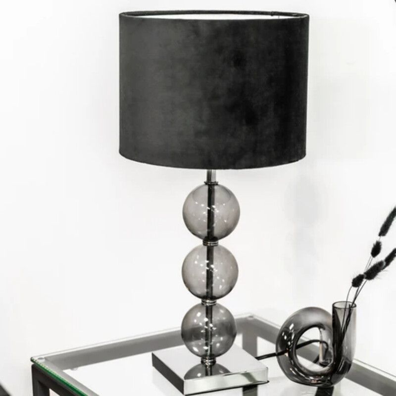 Mistro Black Suede Effect Shade Table Lamp - Image 1