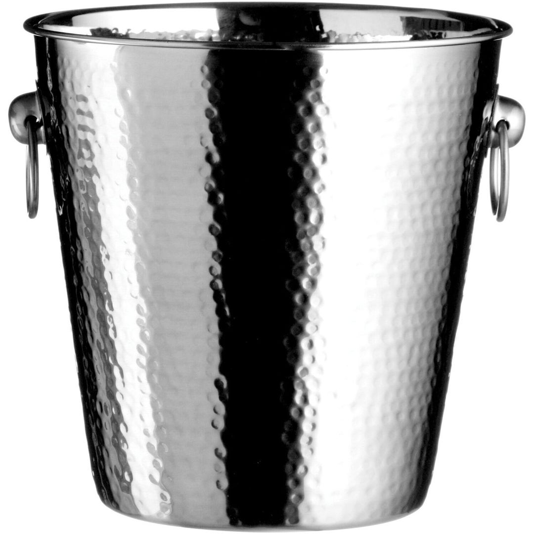 Mixology Hammered Effect Stainless Steel Champagne Bucket - Silver - Image 1