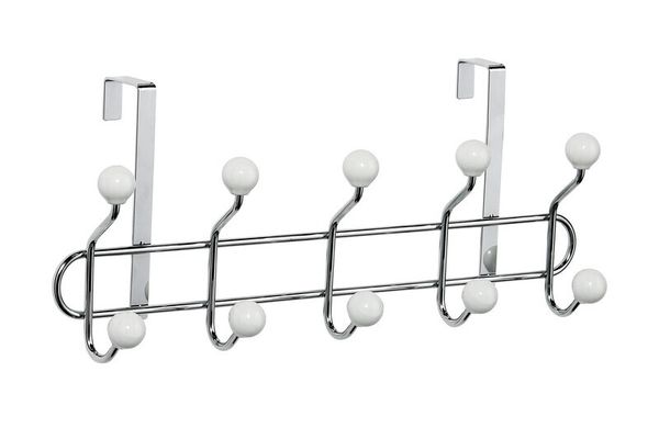 Jaxen Over Door Hanger with 10 Ceramic Ball Hooks - Silver