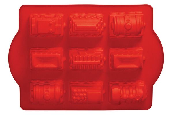 Hallie Silicone 9 Train Design Red Cake Mould - Red