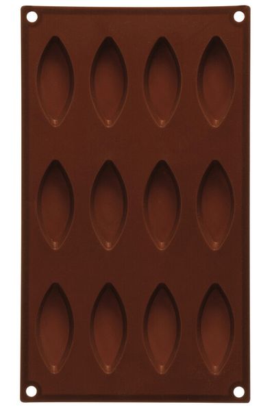 Hallie 12 Elongated Oval Shape Silicone Chocolate Mould - Brown