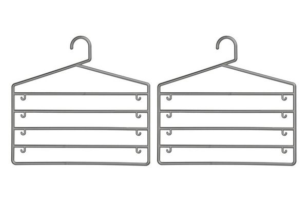 Set Of Two Grey Plastic Trouser Organiser - Grey