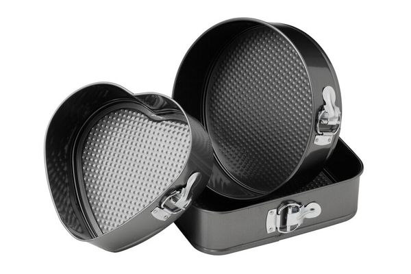 Mari Set of 3 Spring Form Assorted Cake Tins - Black, Silver