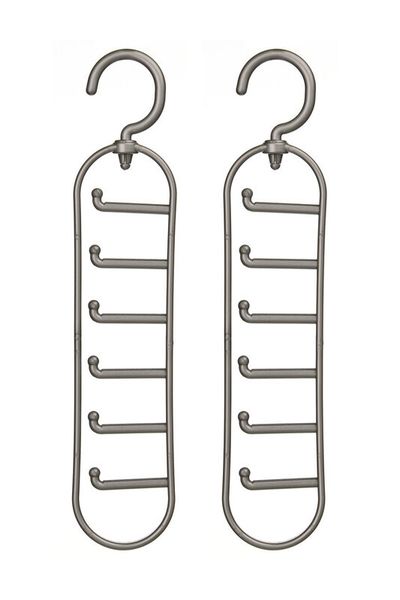 Set Of Two Grey Plastic Tie Organiser - Grey