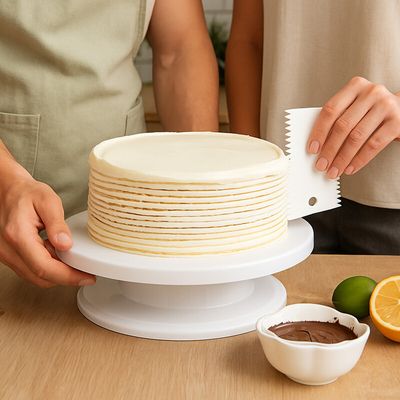 Romm White Cake Decorating Turntable Stand - White