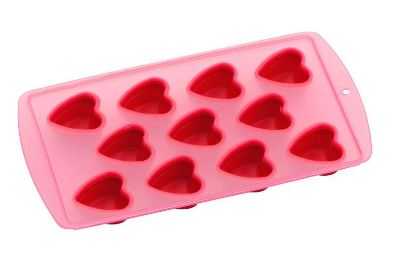11 Heart Shapes Ice Cube Red Tray - Red - Image 1