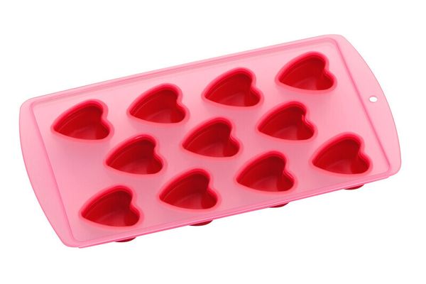 11 Heart Shapes Ice Cube Red Tray - Red