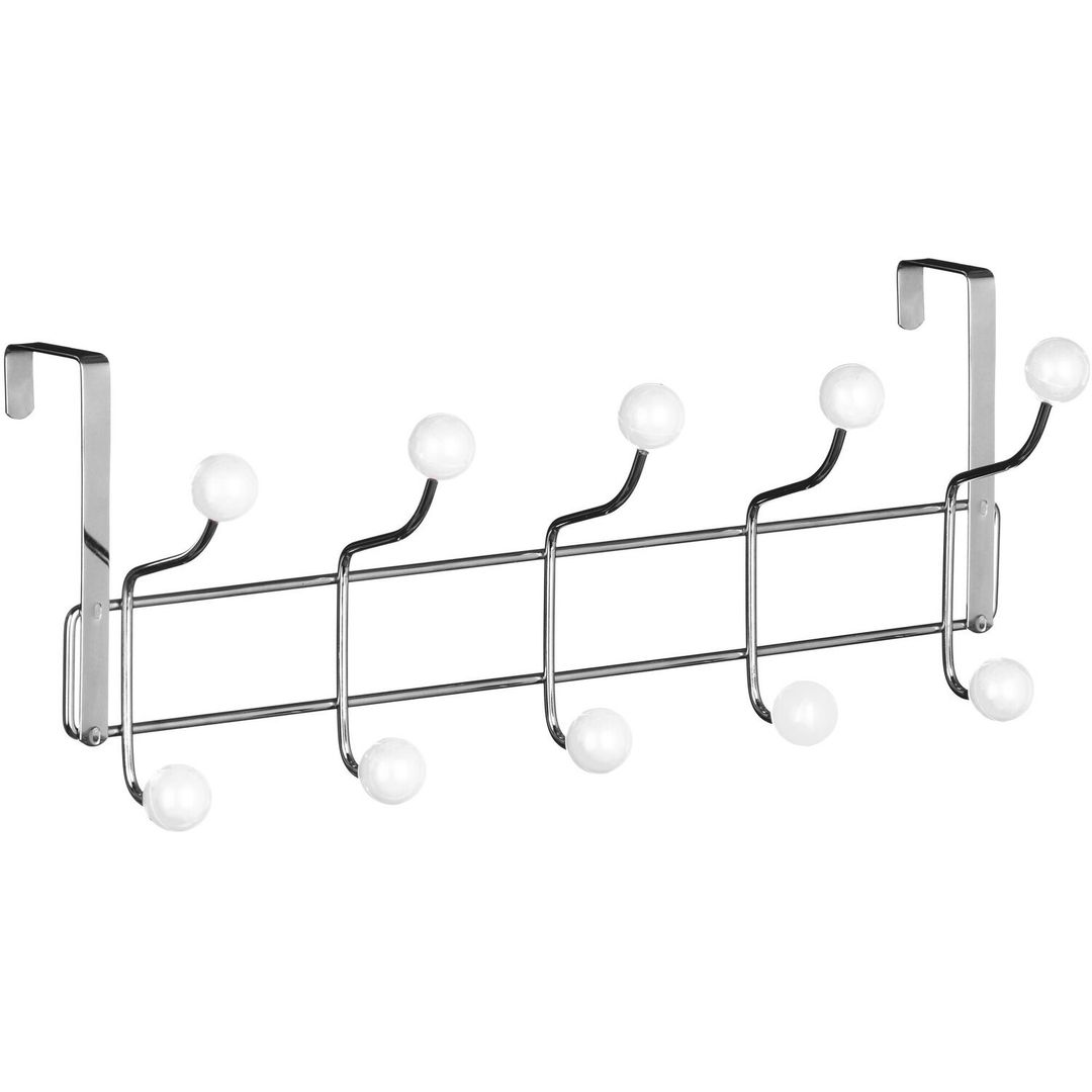Jaxen Chrome Over Door Hanger with Ten Ball Hooks - Silver - Image 1