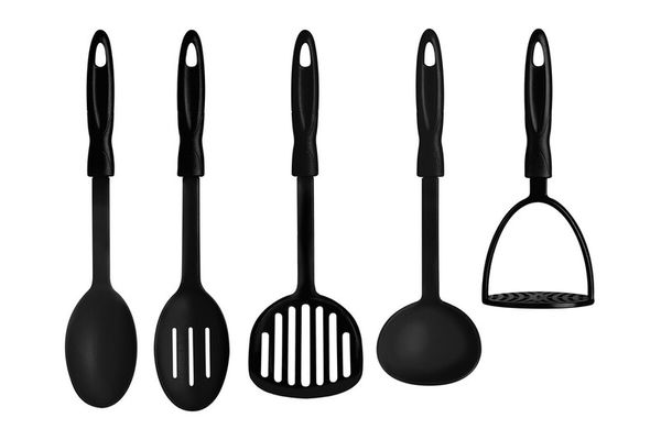 Tyri 5 Piece Black Nylon Kitchen Tool Set - Black