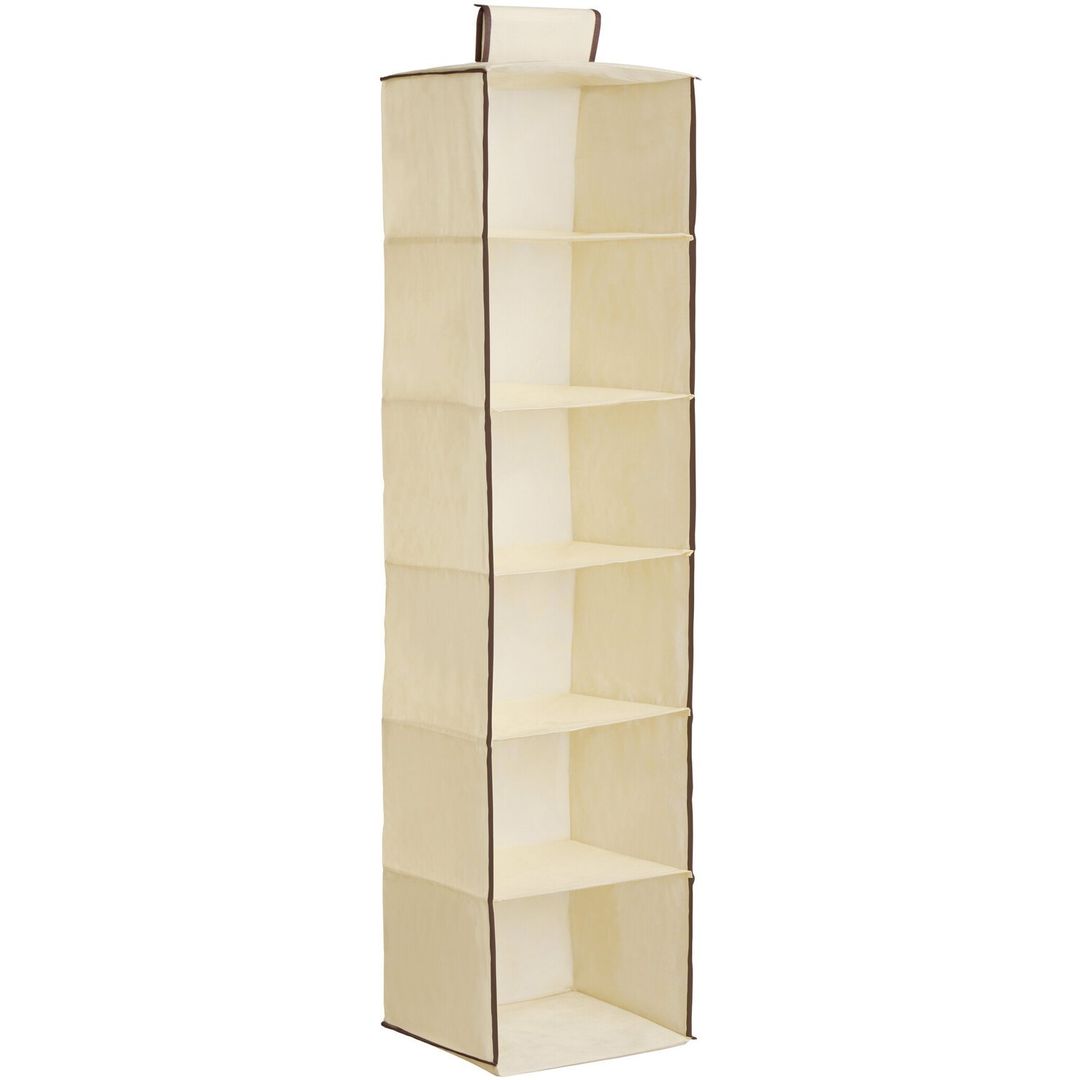 Verti 6 Section Cream Hanging Garment Organiser - Image 1