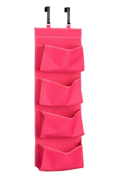 Verti Over Door Hot Pink 4 Tier Hanging Organiser - Pink