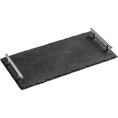 Preto Slate Tray With Stainless Steel Handles - Grey