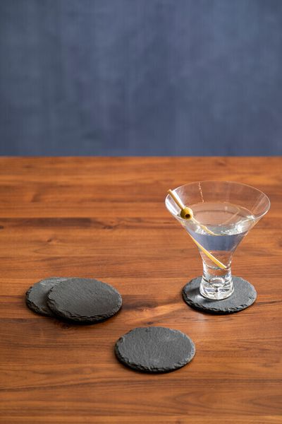 Preto Set Of Four Slate Round Coasters - Grey