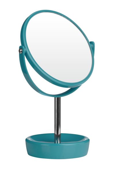 Turquoise Plastic Swivel Table Mirror - Blue
