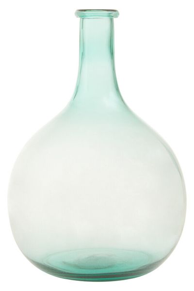 Bexley Blue Small Bottle Neck Recycled Glass Vase - Glass 100%