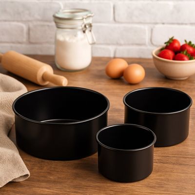 From Scratch Set Of Three Round Cake Tins - Black