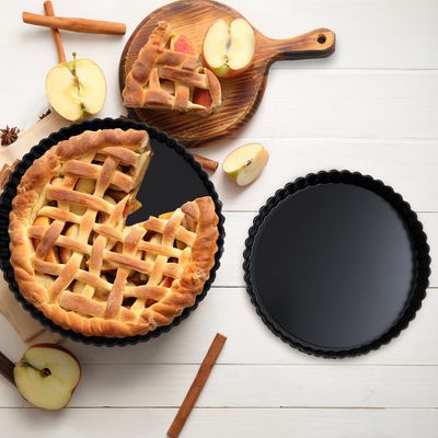 From Scratch Set Of Two Fluted Flan Tins - Black
