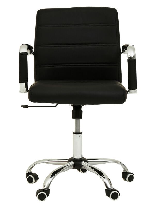 Brent Black Leather Effect And Chrome Home Office Chair - Black - Image 1