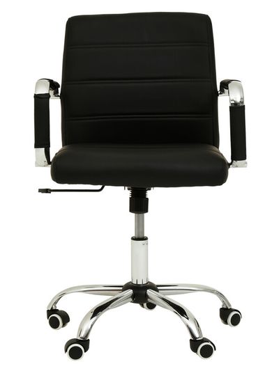 Brent Black Leather Effect And Chrome Home Office Chair - Black