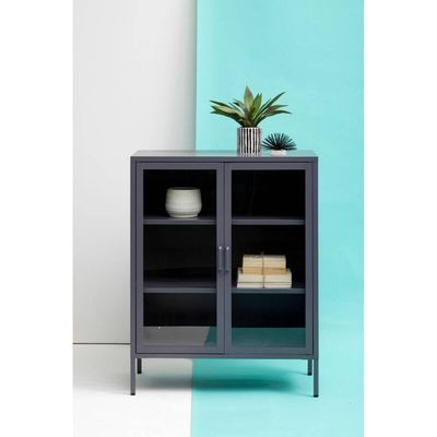 Acier Two Door Grey Metal Cabinet - Grey