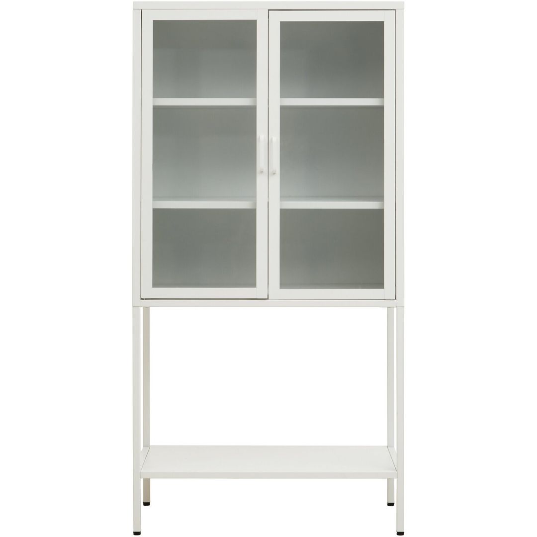 Acier Two Door White Metal Cabinet With Glass Doors - White - Image 1