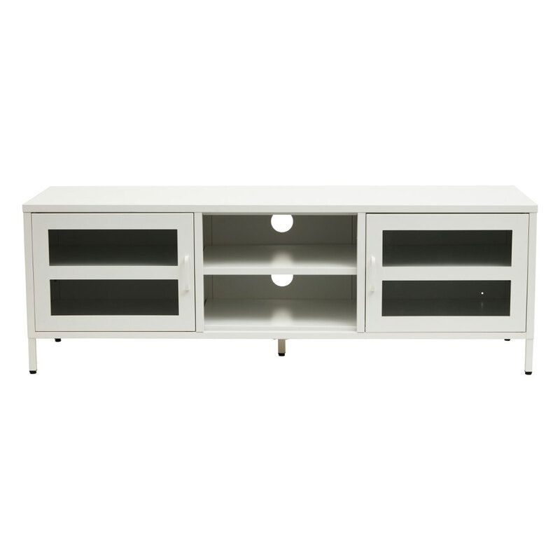 Acier Two Door White Metal Media Unit - White - Image 1