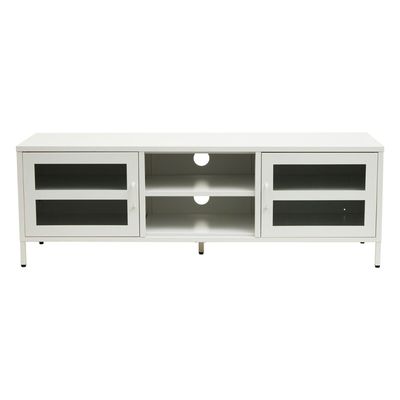 Acier Two Door White Metal Media Unit - White