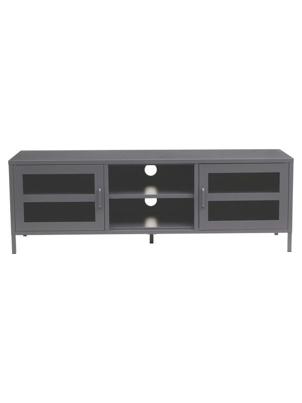 Acier Two Door Grey Metal Media Unit - Grey - Image 1