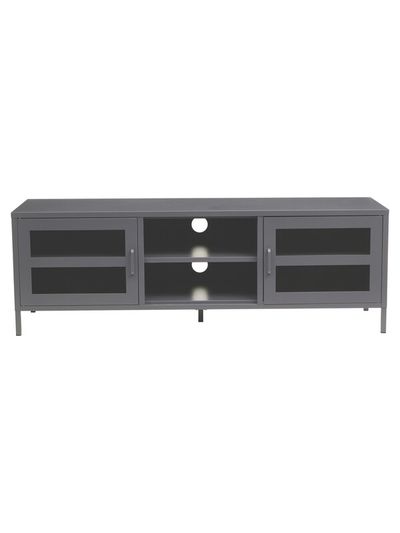 Acier Two Door Grey Metal Media Unit - Grey