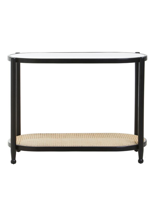 Cebu Rattan and Glass 2 Tier Console Table - Black - Image 1