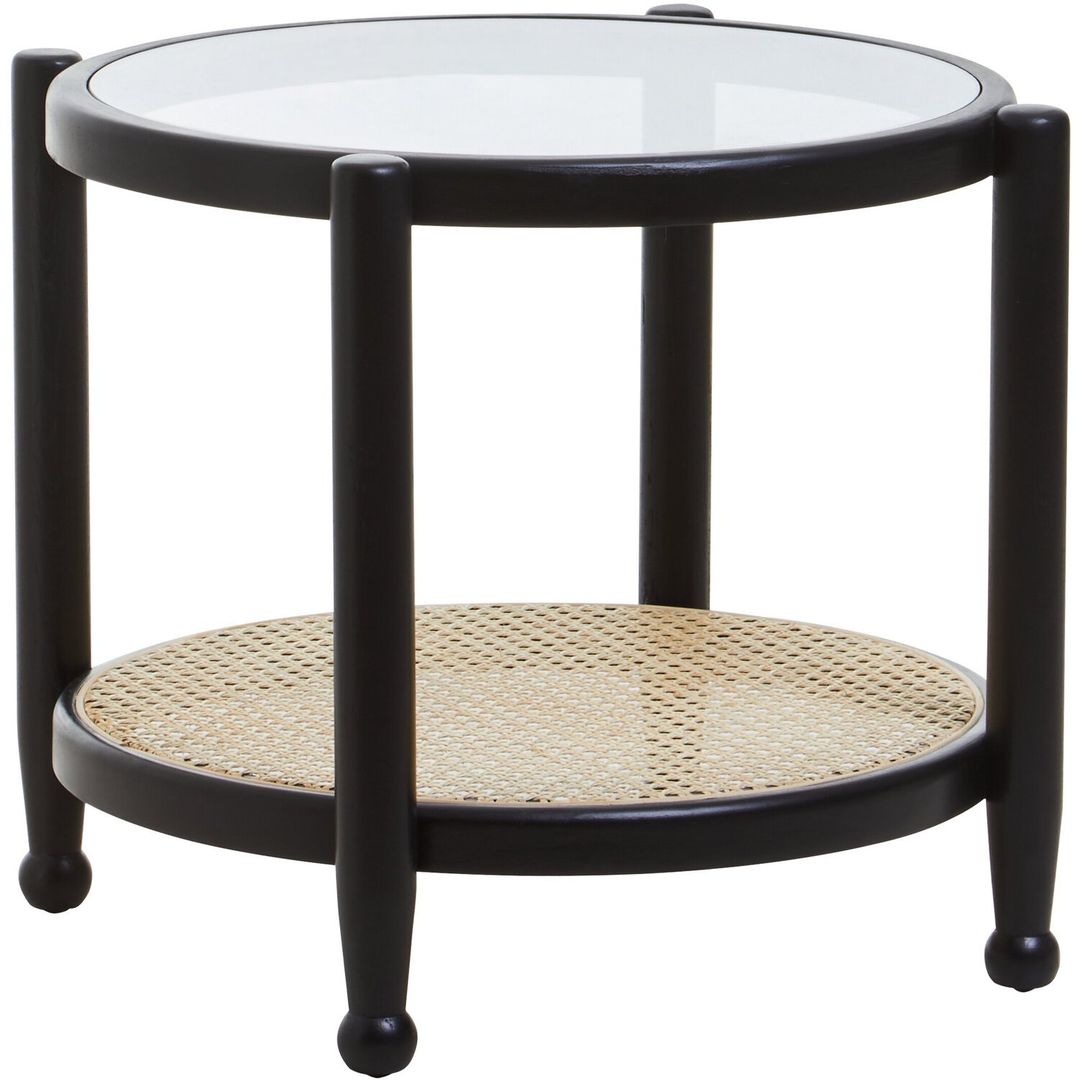 Cebu Rattan and Glass Side Table - Black - Image 1