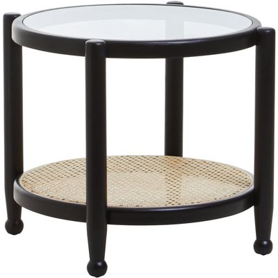 Cebu Rattan and Glass Side Table - Black