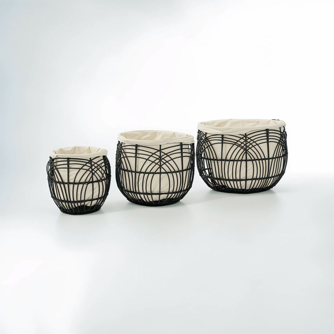 Arles Set Of 3 Rattan Baskets - White - Image 1