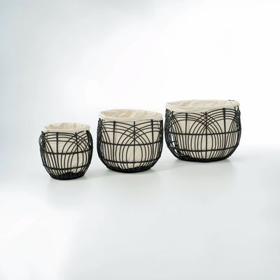 Arles Set Of 3 Rattan Baskets - White