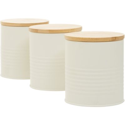 Set Of Three Alton Cream Cannisters - Natural, Cream