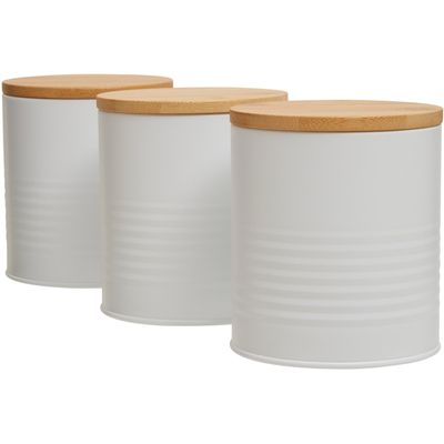 Set Of Three Alton White Cannisters - White, Natural