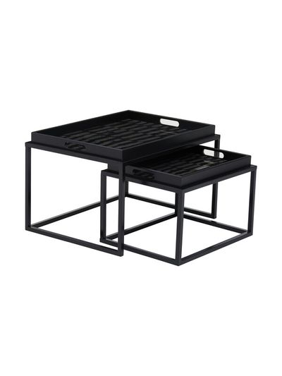 Celina Black and Gold Set Of 2 Nesting Tray Tables - Black, Gold
