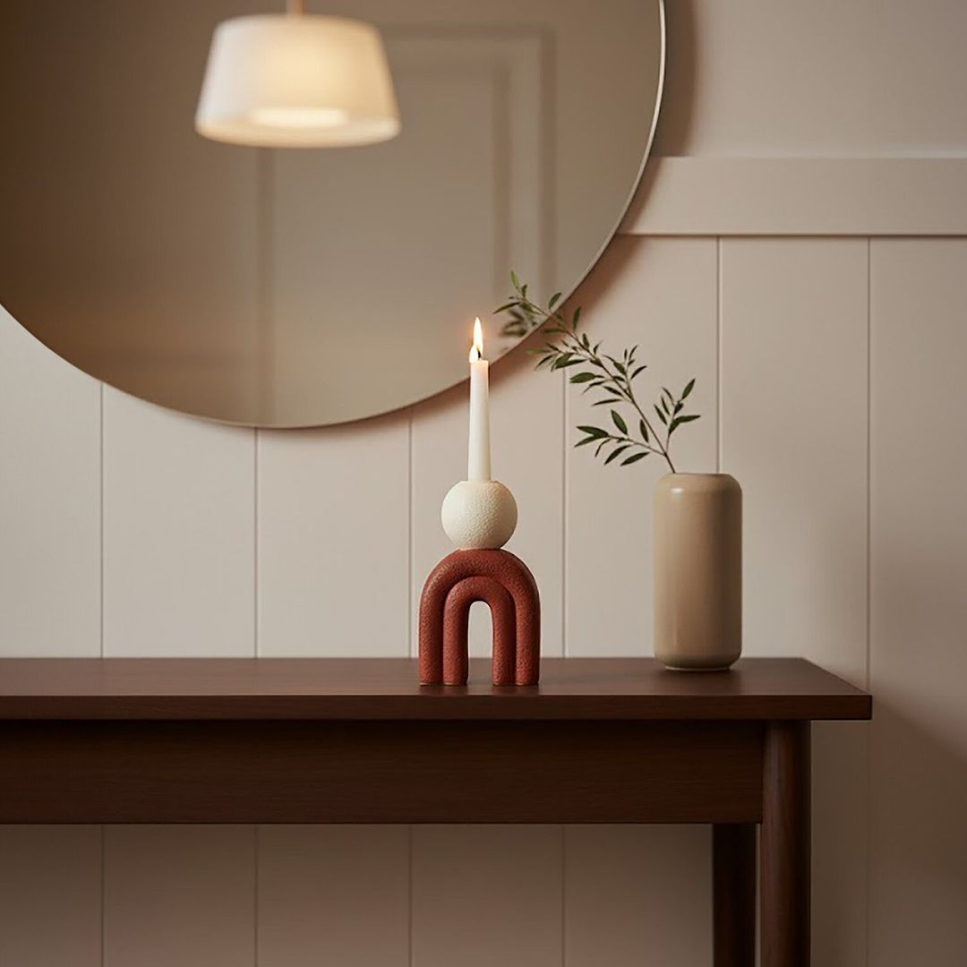 Utica Candle Holder With Red Base - Red - Image 1